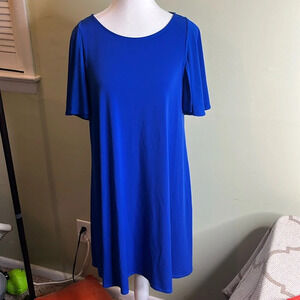 💰Calvin Klein round neck butterfly short sleeve Shift stretchy swing dress